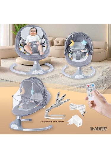 Libababy Koala Elite Elektrikli Otomatik Sallanan Ana Kucağı - Gri