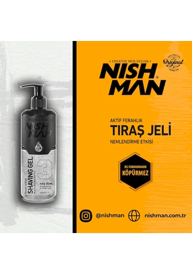 Nishman 3 Easy Shave Traş Jeli Pompalı 400 ML
