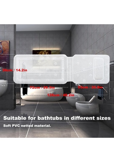 Moly Banyo Tepsi Kaymazlık + Yastık - Pvc, 125x36cm, Beyaz, Boyun Desteği, Dayanıklı Diğer