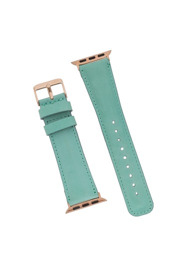 Apple Watch Uyumlu Deri Kordon 42-44-45mm Brn7 Yeşil