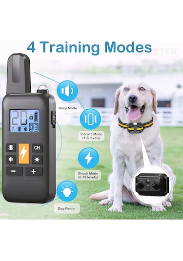 Zilinn Büyük Köpek Eğitim Tasması, Elektrik Şoku, Uzaktan Kumandalı E-yaka, 4 Eğitim Modu, Bip, Titreşim