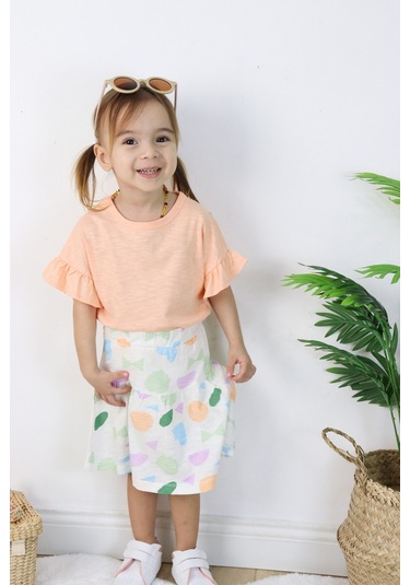 Kız Çocuk Geometrik Desen Etekli Takım 001
