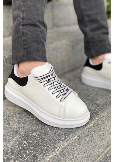 Luis A Costa Lc107 Beyaz Arka Siyah Bağcıklı Erkek Ayakkabı Renkli