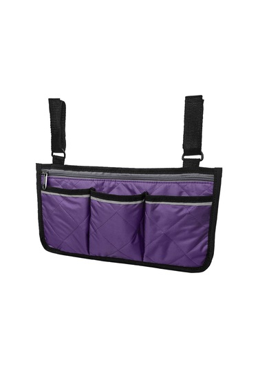 Yuntech01 Tekerlekli Sandalye Yan Çantası, Sağlık Aletleri İçin Askılı Depolama, Polyester Malzeme, Mor Renk Mor