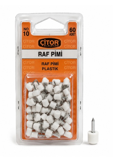 Raf Pimi Plastik Beyaz - 60 Adet Çelik Çivili Raf Destek Pimi