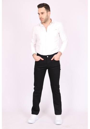 Erkek Siyah Slim Fit Dar Kesim Pamuk Denim Esnek Jean Kot Pantolon