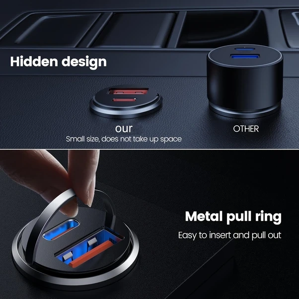 Chuangyinshop 100w Ultra Kompakt Çift Port Araç Şarj Cihazı Usb-c + Usb-a Yeşil