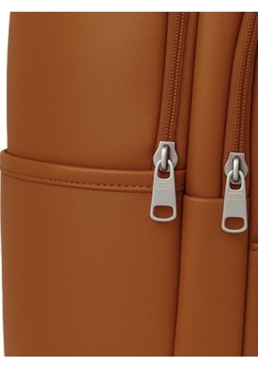 Yuga Suni Deri Dört Gözlü Sırt Çantası Taba Taba