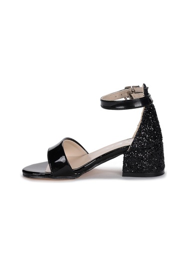 Kiko Kids 768 Ayna Çam Günlük Kız Çocuk 3 CM Topuklu Sandalet Ayakkabı Siyah 001