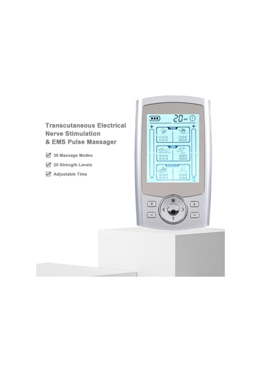 Maiyame Usb Şarjlı 36 Modlu Tens/ems Akım Masaj Cihazı - Omuz Boyun Fizyoterapi, 20 Seviye Güç Ayarı, Gümüş Renk, Taşınabilir Gümüş