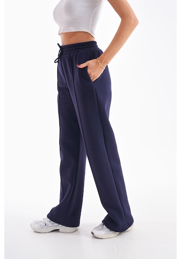 Kallima Çımalı Lacivert Kışlık Şardonlu Bol Paça Eşofman Lacivert