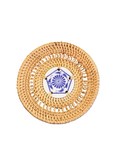 Suntek Tatil Yemeği Yemek Ev Için Yuvarlak Dokuma Servis 10cm Kahverengi