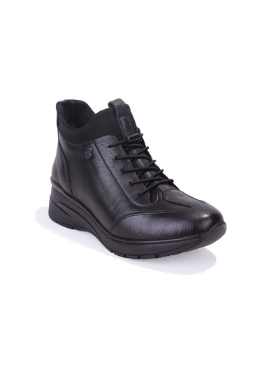 Dagoster Dza07-13091535 Siyah Ortopedik Günlük Düz Topuk Deri Kadın Bot Siyah