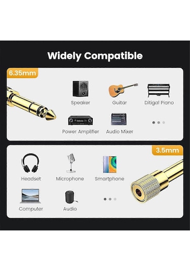 50 Adet 6,5 Mm 1/4 İnç Jak Konnektörü Erkek - Dişi 3,5 Mm Soket Erkek - Dişi Ses Kablosu Adaptörü Stereo Saf Bakır Fişler