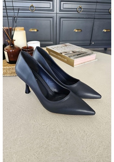 10 1109 Topukla Kadın Kadeh Topuklu 8 Cm Topuklu Stiletto Ayakkabı Lacivert