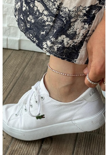 Pembe Çıtır Doğal İnci Halhal - Rose Gümüş