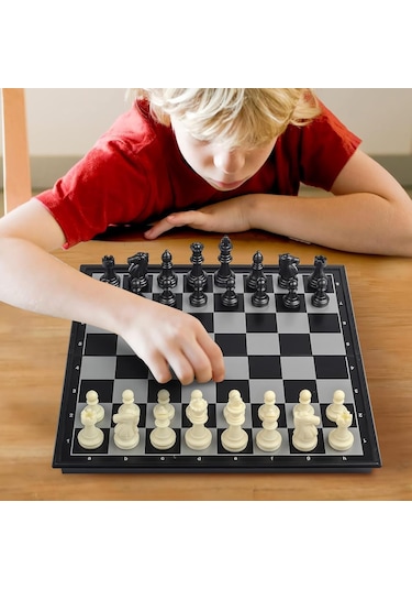 Klasik Katlanır Manyetik Satranç Takımı Okullar & Seyahat İçin Satranç Takımı 2li Dama Satranç Seti