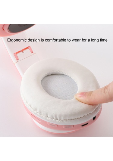 Singree Kablosuz Kulaklık - Led Işıklı Kedi Kulak Tasarımı, Bt5.0, Mikrofonlu, Tf Kart Oynatıcı