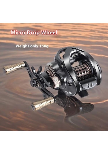 Xuweiwei 1 Adet Ultra Hafif Mikro Damlalı Tekerlek Sağ El Yüksek Hızlı 7.2 Oranı 150g Hafif Alüminyum Baitcaster Ambidextrous Stream Balıkçılık Makarası Derin Şallow Spool