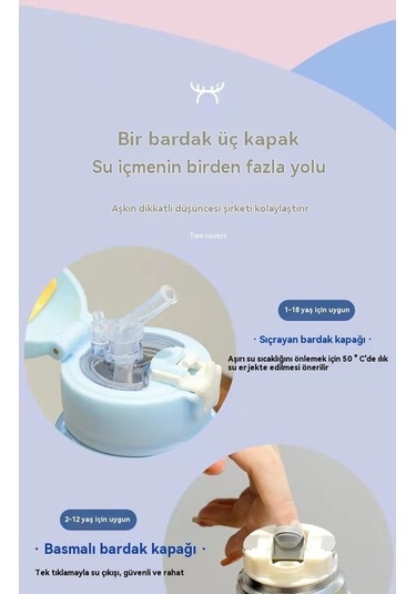 Pazly Termos Paslanmazçelik Mor Mor Karikatür Jian Geyikçocuk Fincan Fan 304 Vi Mor