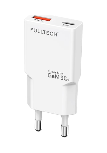 Fulltech Fc71 30w Gan Süper İnce Hızlı Şarj Adaptörü 1x Usb-a + 1x Usb-c Pd 30w & Qc 3.0 Destekl