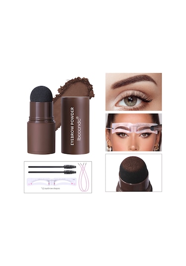 Yifomall Kaş Şablonu Seti - 12 Adet Kalıp Ve 2 Fırça İle Kalıcı Su Geçirmez Kaş Makyajı Koyu Kahverengi