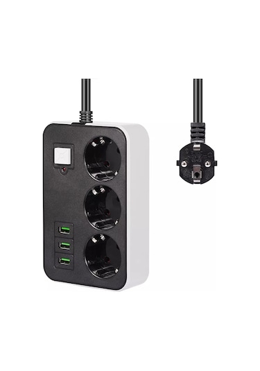 3 Usb Li 3 Lü 1.8 M Akım Korumalı Priz