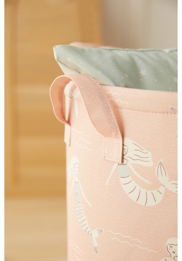 Ocean Home Textile Çocuk Odası Ağzı Büzgülü Deniz Kızı Oyuncak Sepeti 36 x 48 cm