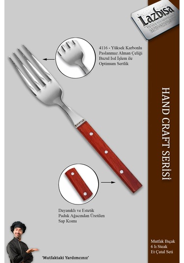 Hand Craft Serisi 6 Parça Steak Et Kahvaltı Yemek Çatalı Mft-2547 Diğer
