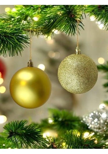 Yılbaşı Topu 8cm 6lı Altın