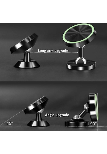 Parça Araç Alaşım Manyetik Evrensel Çift Bilyalı Dönen Araç Telefonu Tutucu Gümüş