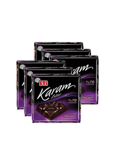 Eti Karam %70 Kakaolu Bitter Çikolata Kare 6 x 75 G