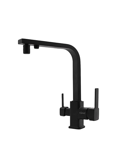 Opak 091001S Kare 3 Yollu Su Arıtma Eviye Bataryası Siyah