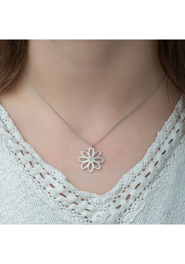 925 Ayar Gümüş Çiçek Bayan Gümüş Kolye T5114 599599 Gümüş