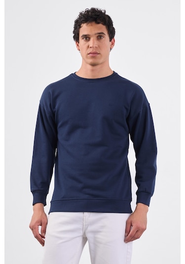 Dufy Lacivert Bisiklet Yaka Regular Fit Erkek Sweatshirt Lacivert