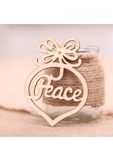 Lijinxu 6 Adet Noel Ahşap Kesme Içi Boş Kalp Etiketleri Asılı