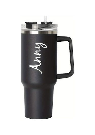 Brightnova Black- Dz0004 Kişiselleştirilebilir 40oz Paslanmaz Çelik Termos Matara Kapaklı Ve Pipetli Hediye 07 Beyaz