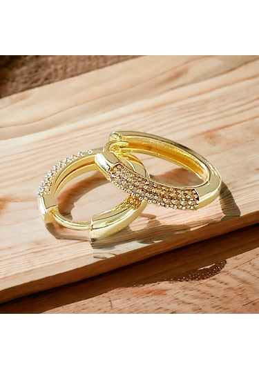 Alerji Yapmaz Kararmaz Altın Kaplama Çelik Halka Küpe