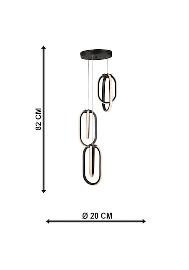 Begüsa Göktuğ 3 Renk Ledli 3 Lü Avize Siyah