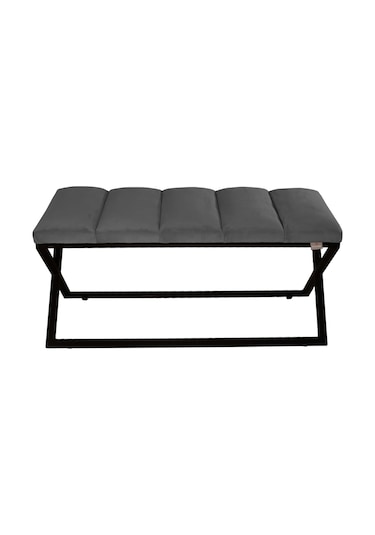 Varcera Black- Gri Dilimli Model Puf & Bench & Koltuk & Oturma Bankı & Yatak Odası Önü