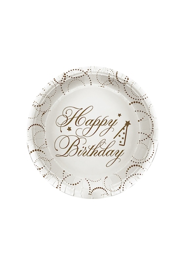 Tabak Elegant Happy Birth.beyaz Noktalı 23cm 6lı