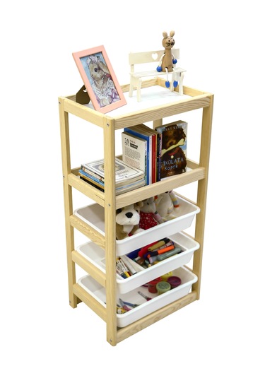 Çok Amaçlı Oyuncak Dolabı 3 Sepet 2 Raf