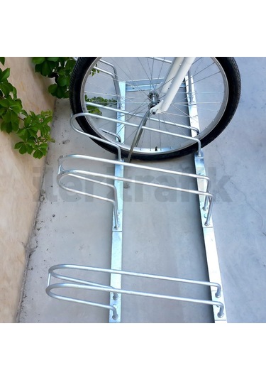 Bisiklet Park Yeri Dörtlü Galvaniz, Park Sehpası 40x140 Cm-1119 Gümüş