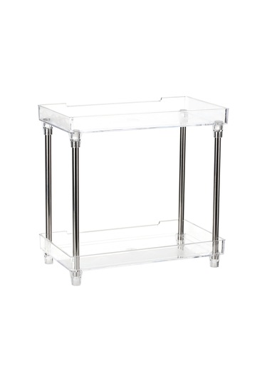 Lemestar Şeffaf Plastik 2 Katlı Makyaj Organizasyon Kutusu - Banyo, Mutfak, Ofis Üçüncü Gereç Depolama Rafı Diğer