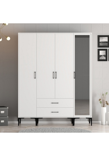 Variant Kumsal 4 Kapılı Str Gardrop - Beyaz / Beyaz