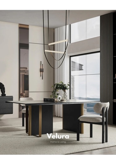 Alaca Yemek Odası Takımı Yemek Masası + 4 Adet Sandalye Siyah