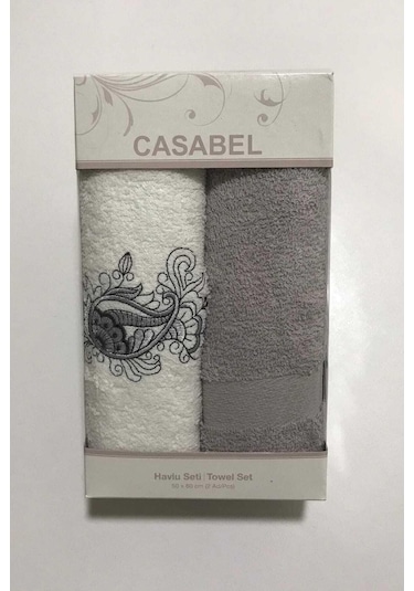 Taç Casabel 2'Li Kutulu Havlu Seti Gri