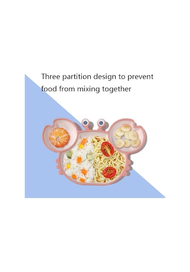 Sones Çocuklar Tek Parça Tam Silikon Masa Karikatür Yengeç Ayırma Plakası Kahverengi