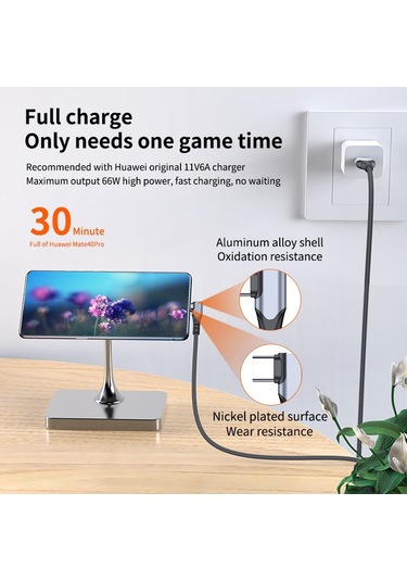 Cbtx Usb-C 50 CM 66 W 6A Yüksek Akım Hızlı Şarj Kablosu