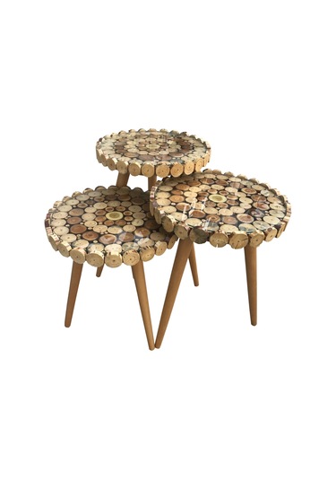 Zigon Sehpa KÜTÜK KESME Model Doğal Ağaç Natüre Kayın Torna RETRO ayak El Yapım